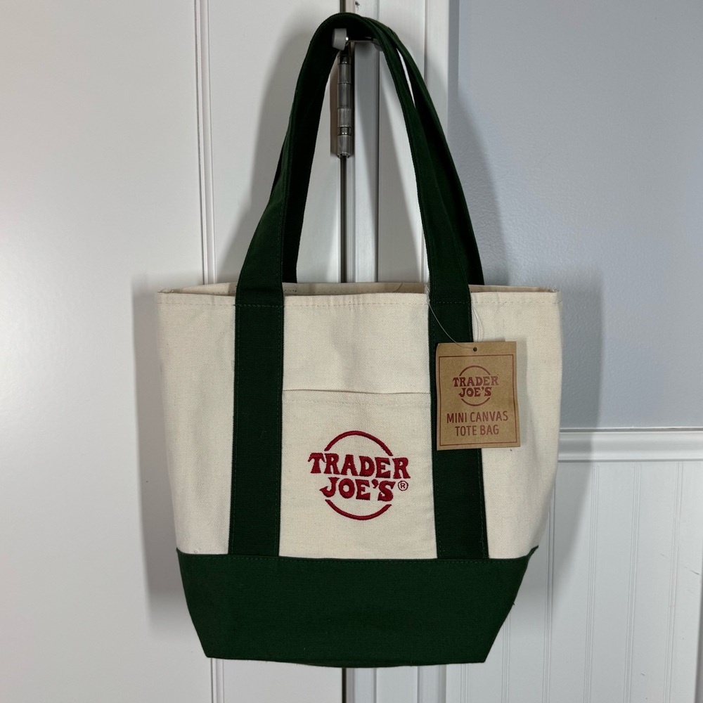 Trader Joe’s Mini Canvas Tote‎ Bag GREEN - NEW With Tag